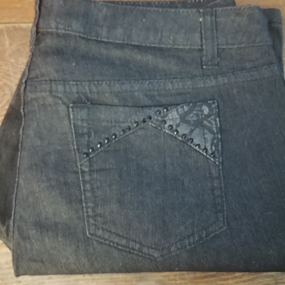 Black metalic bootcut jeans